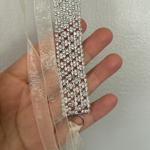 David’s Bridal Wedding Dress Crystal Rhinestone Bling Ribbon Sash Belt - Picture 3 of 7